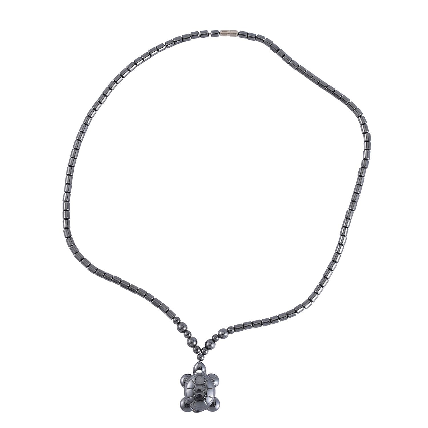 Resin, Hematite Beaded Set of 3 Halloween Skull, Elephant & Turtle Pendant Necklace (20-22 Inches) in Silvertone 527.00 ctw