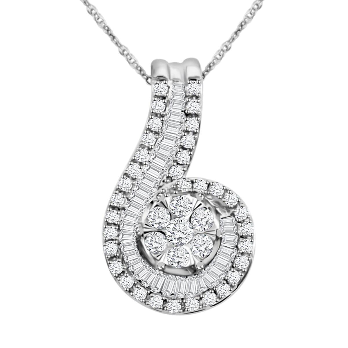 10K White Gold H SI3 Diamond Pendant Necklace 18 Inches 0.75 ctw image number 0