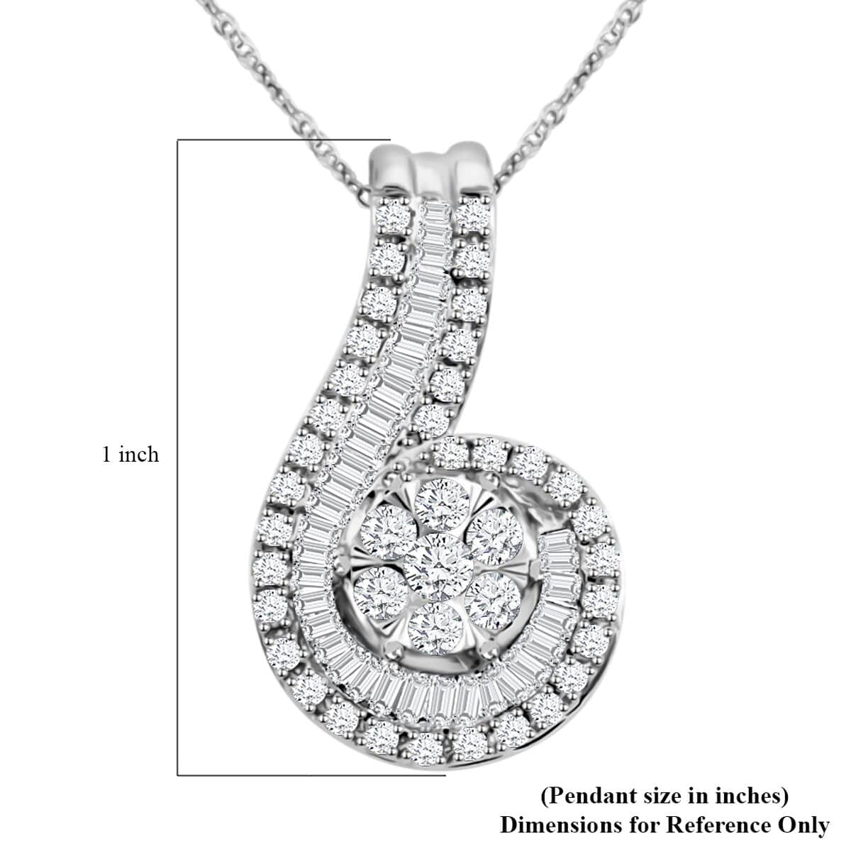 10K White Gold H SI3 Diamond Pendant Necklace 18 Inches 0.75 ctw image number 5