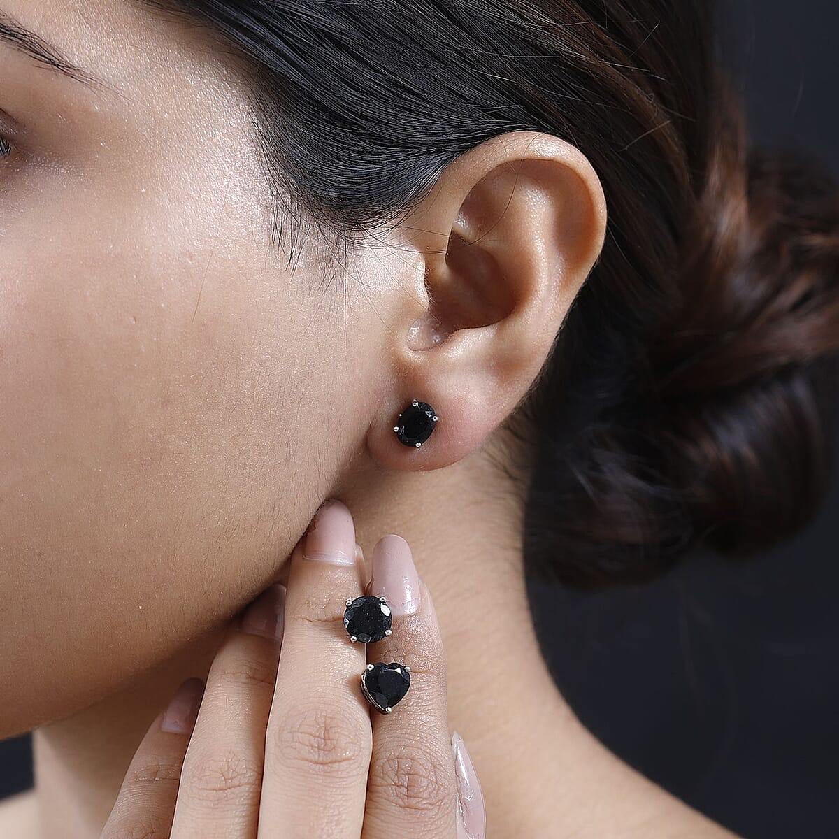 Black Tourmaline Set of 3 Stud Earrings in Platinum Over Sterling Silver 10.40 ctw image number 2