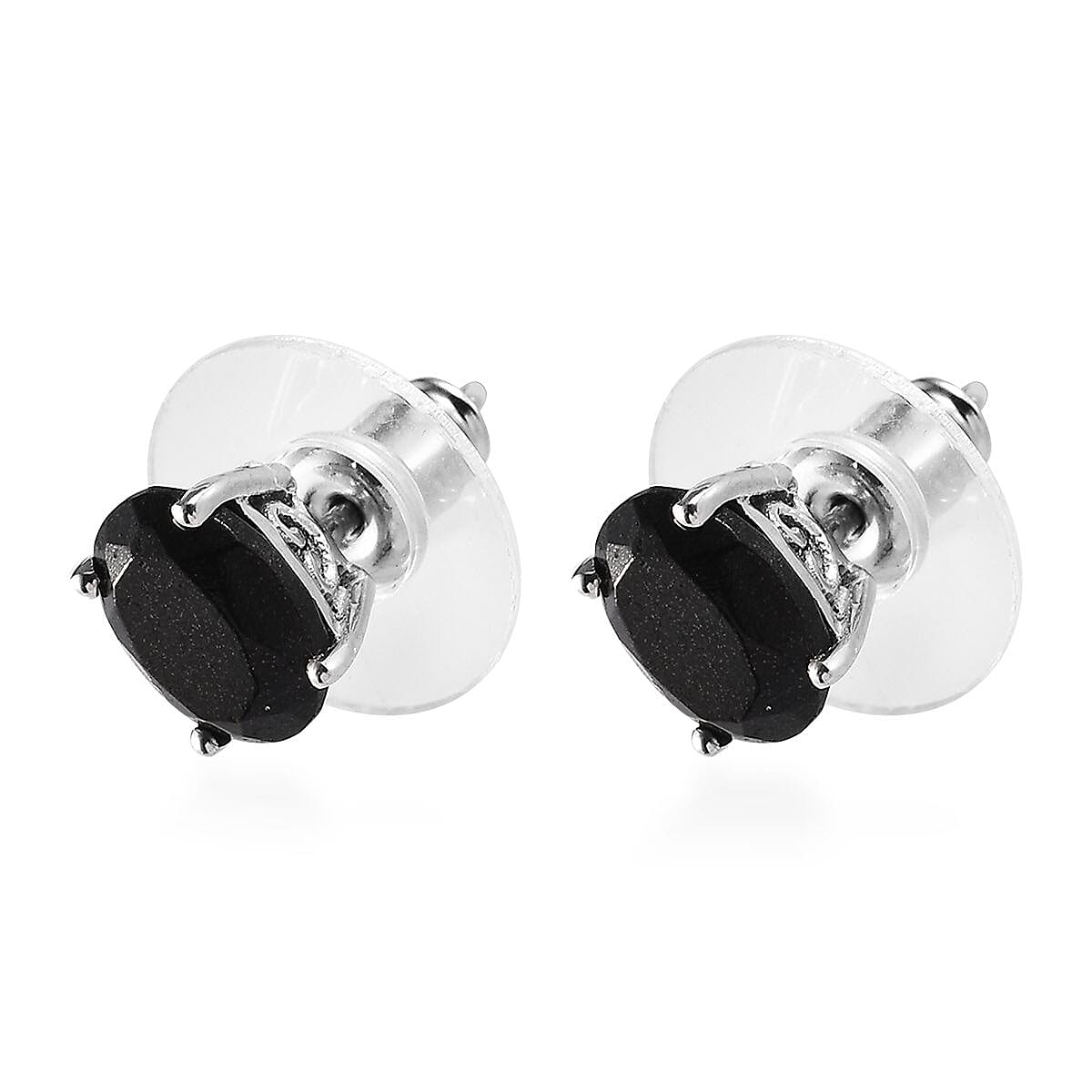 Black Tourmaline Set of 3 Stud Earrings in Platinum Over Sterling Silver 10.40 ctw