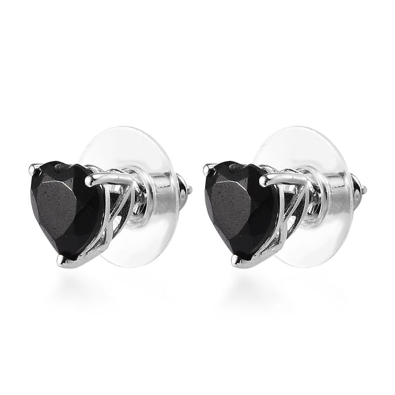 Black Tourmaline Set of 3 Stud Earrings in Platinum Over Sterling Silver 10.40 ctw