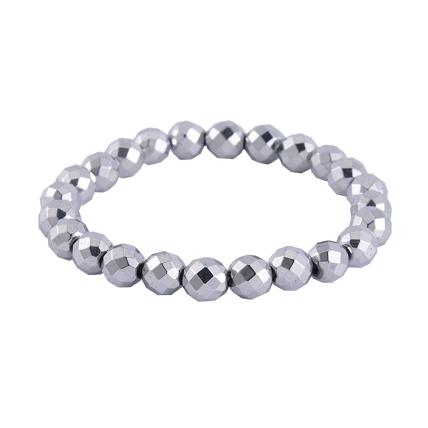 Set of 3 Magic, Silver and Yellow Gold Plated Hematite Beaded Stretch Bracelet 413.00 ctw