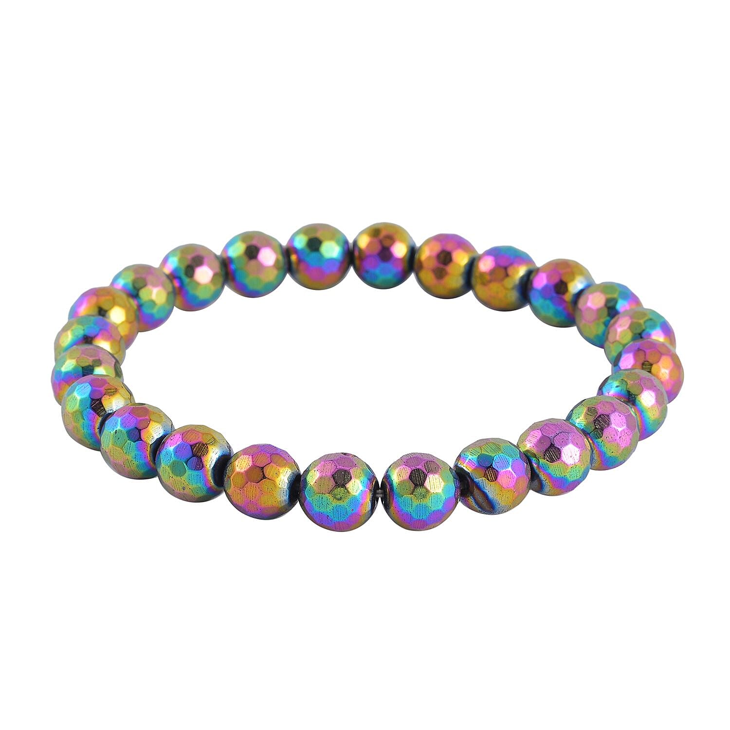 Set of 3 Magic, Silver and Yellow Gold Plated Hematite Beaded Stretch Bracelet 413.00 ctw