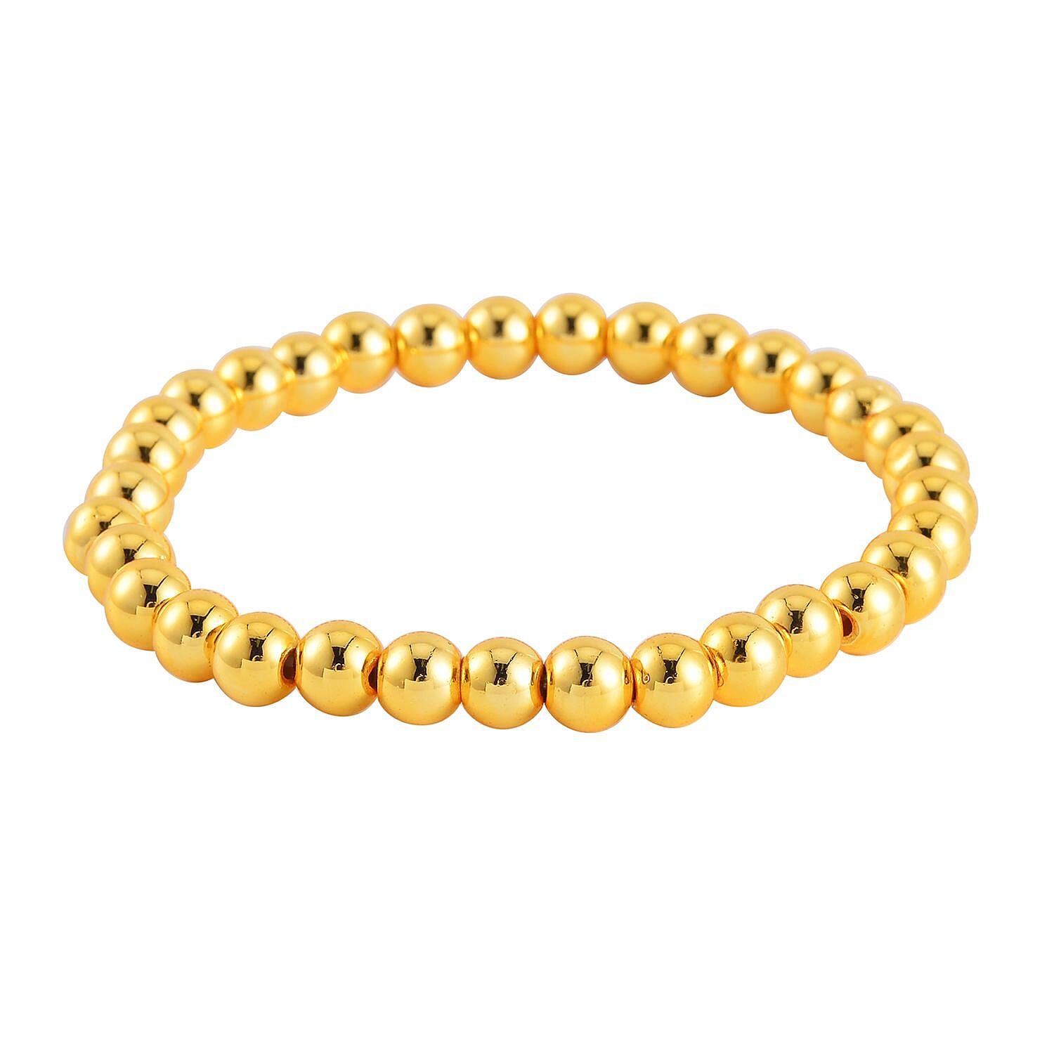 Set of 3 Magic, Silver and Yellow Gold Plated Hematite Beaded Stretch Bracelet 413.00 ctw