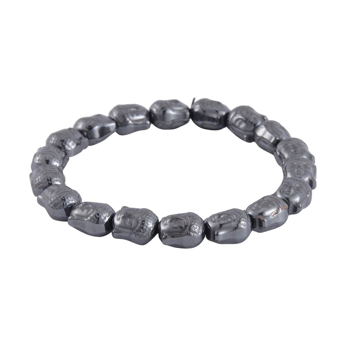 Set of 3 Silver, Black and Gun Color Hematite Beaded Stretch Bracelet 495.00 ctw image number 4