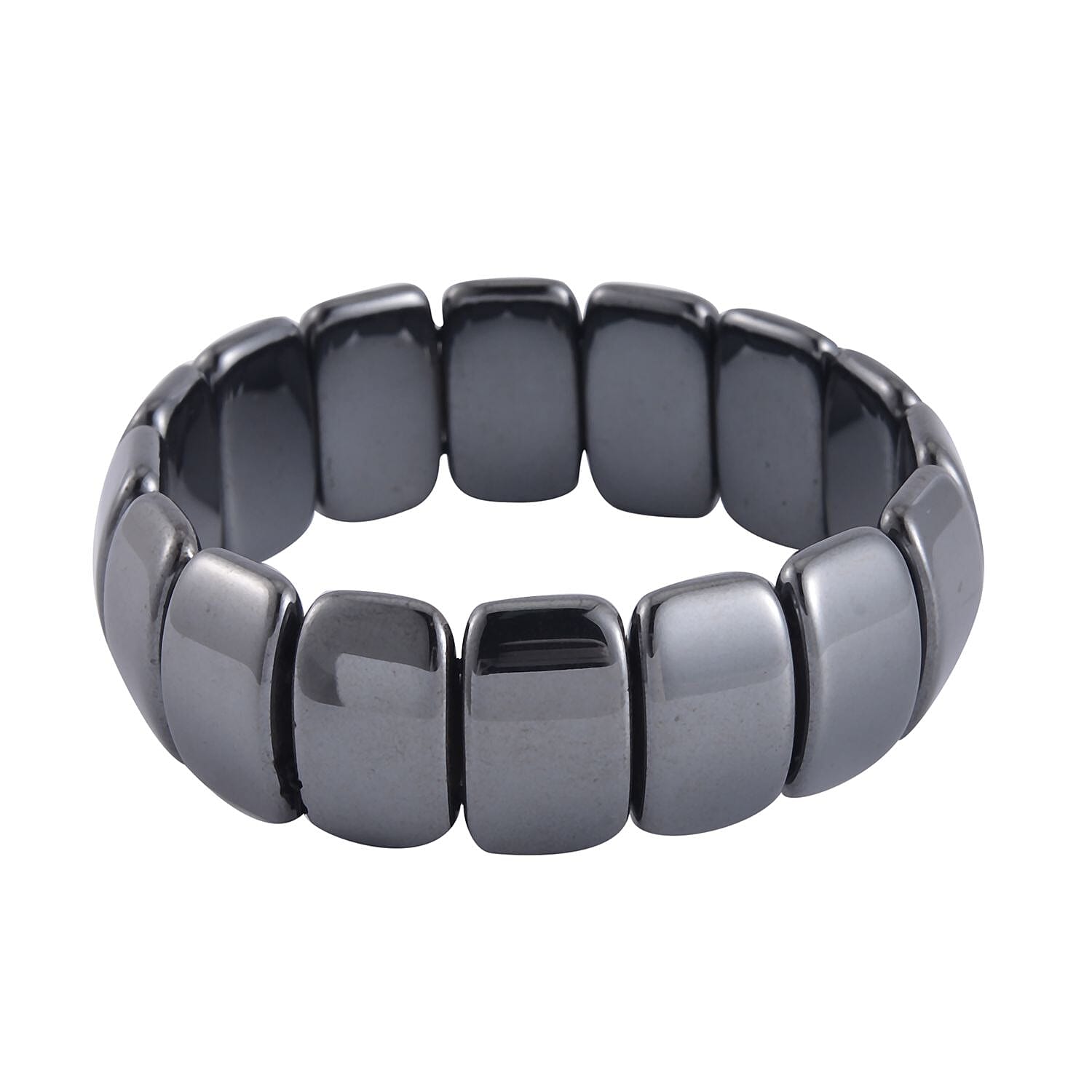 Set of 2 Black Hematite Beaded Stretch Bracelet 650.00 ctw