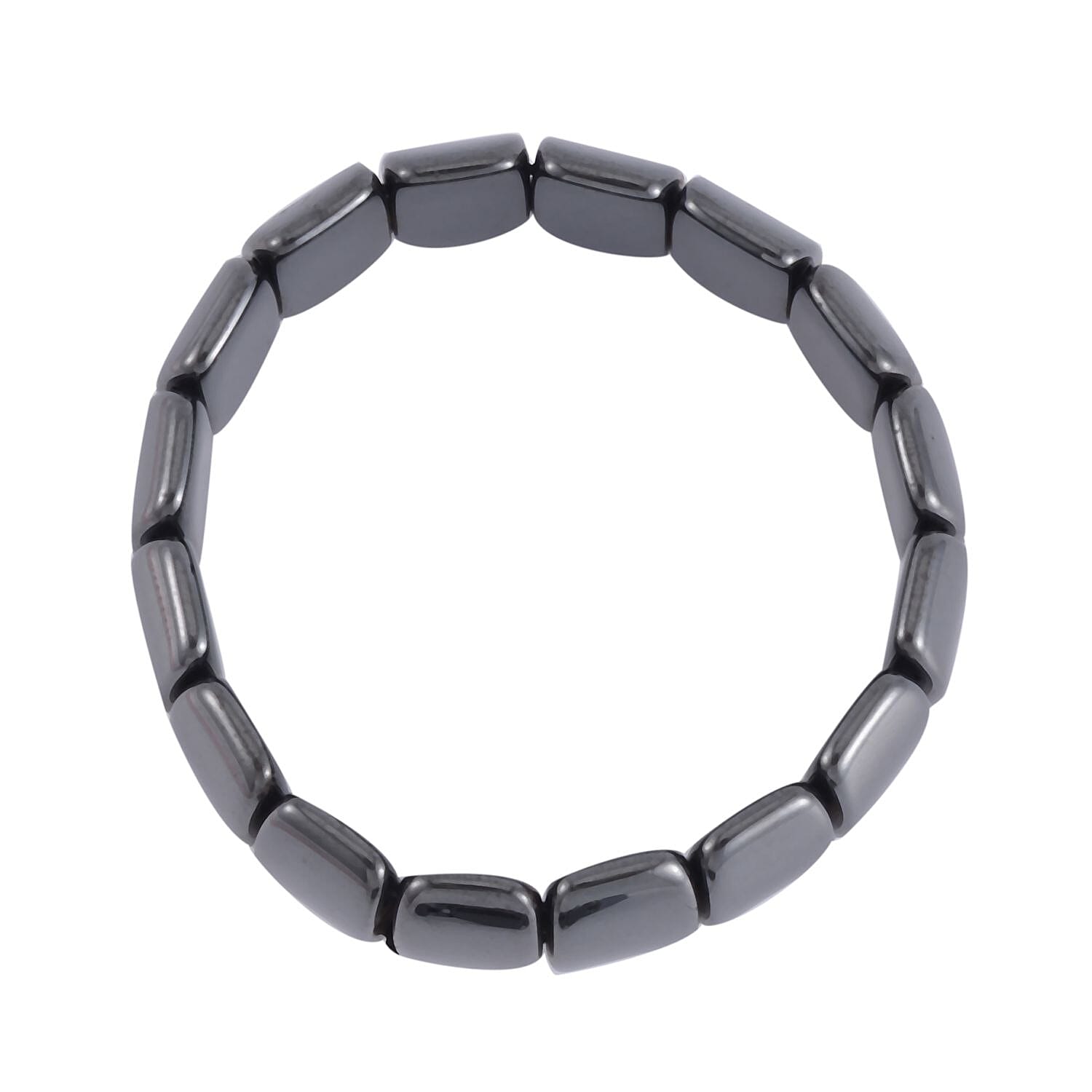 Set of 2 Black Hematite Beaded Stretch Bracelet 650.00 ctw