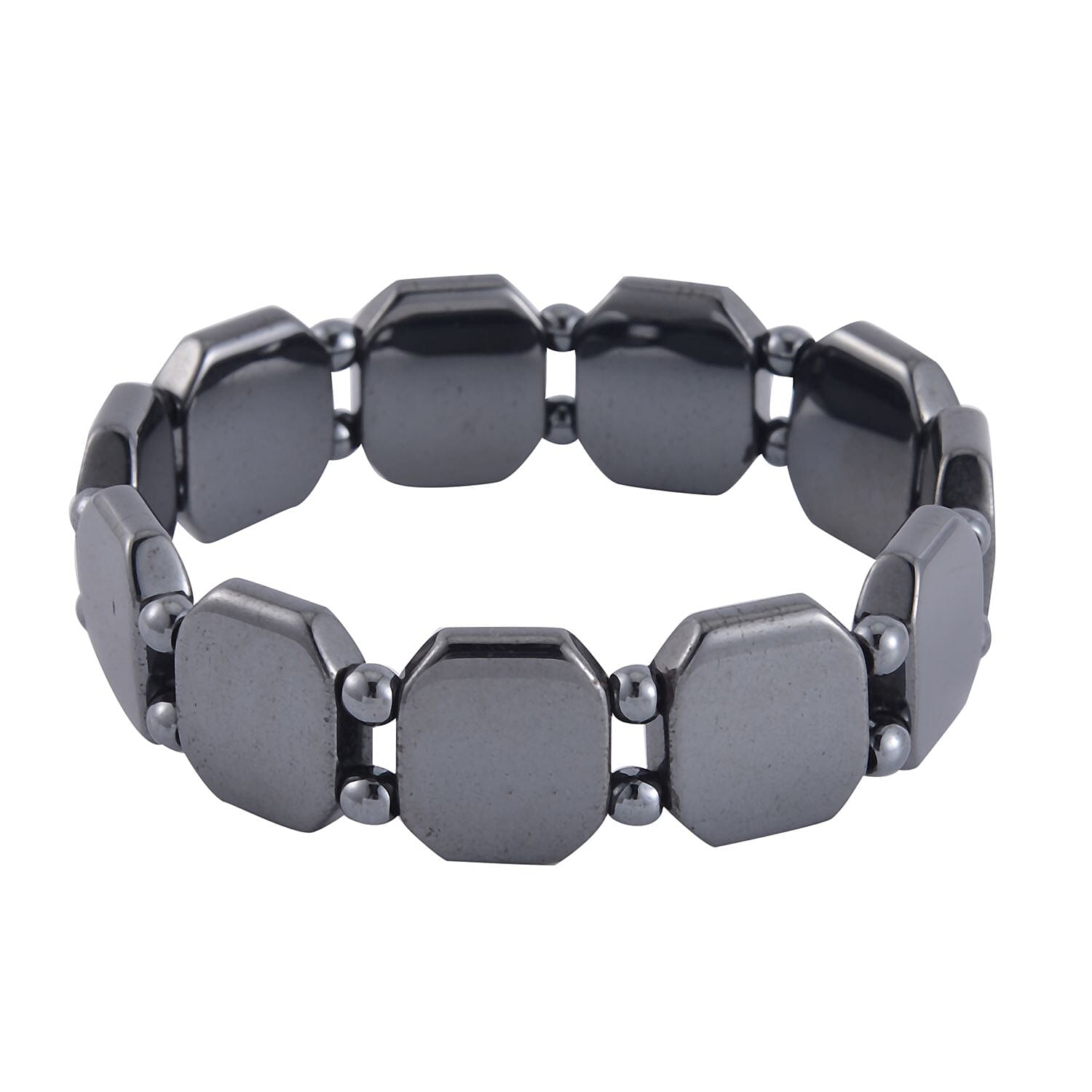 Set of 2 Black Hematite Beaded Stretch Bracelet 650.00 ctw