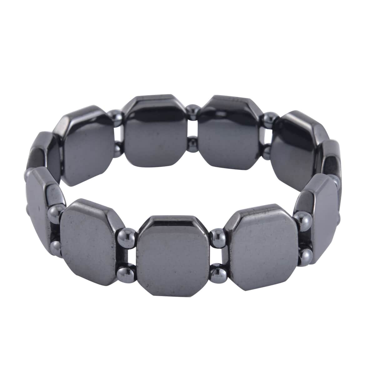 Set of 2 Black Hematite Beaded Stretch Bracelet 650.00 ctw image number 4