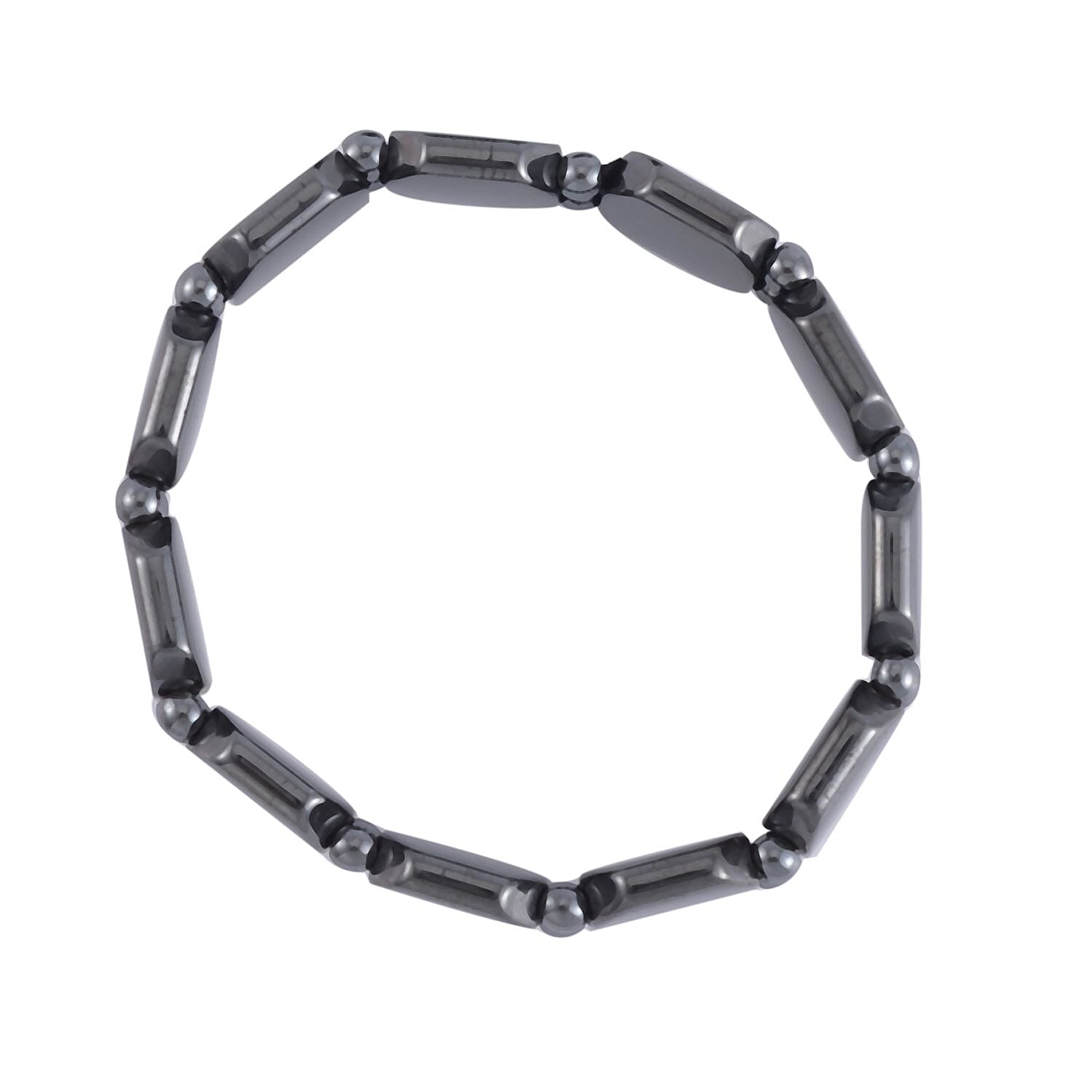 Set of 2 Black Hematite Beaded Stretch Bracelet 650.00 ctw