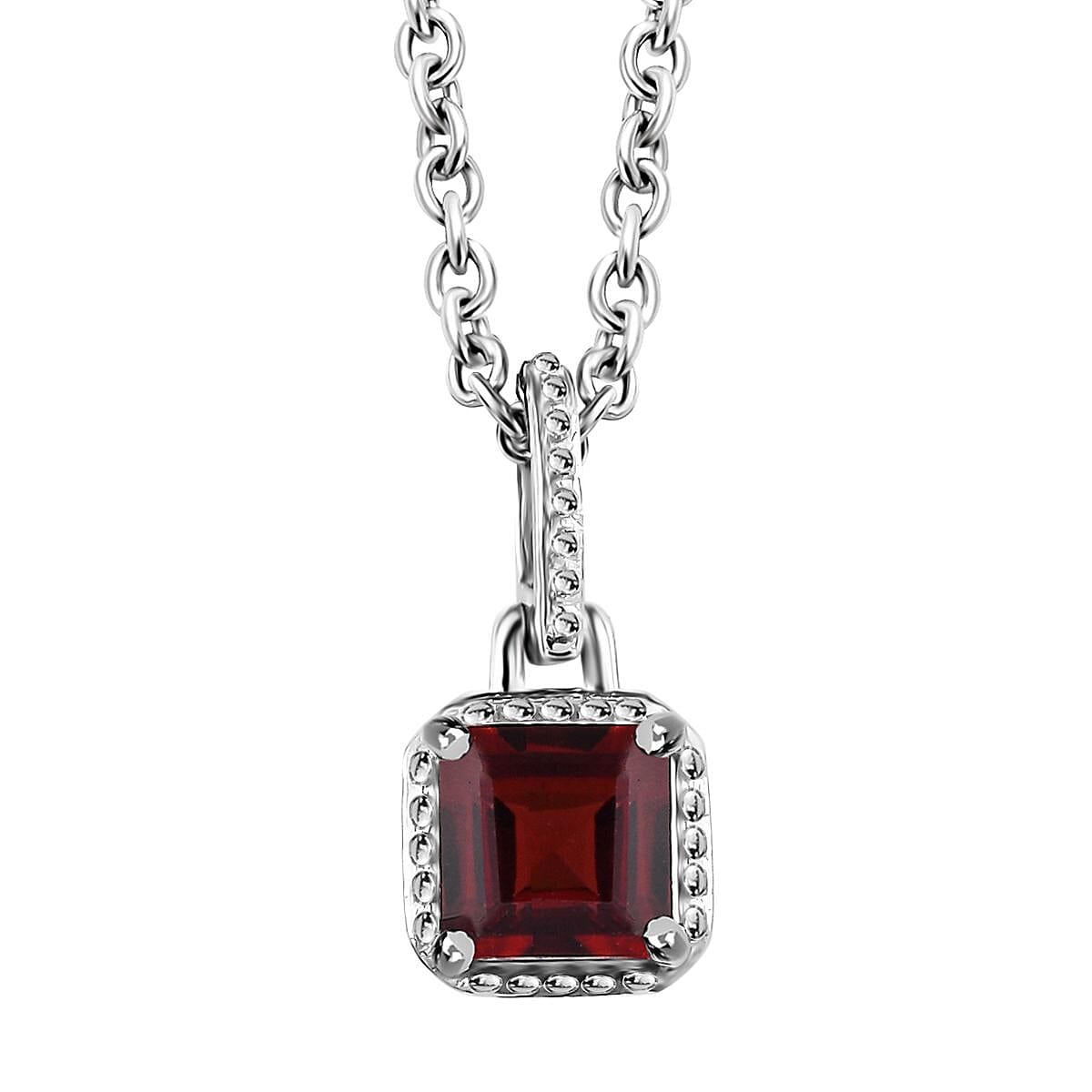 Mozambique Garnet Earrings and Pendant Necklace 20 Inches in Platinum Over Sterling Silver 1.75 ctw