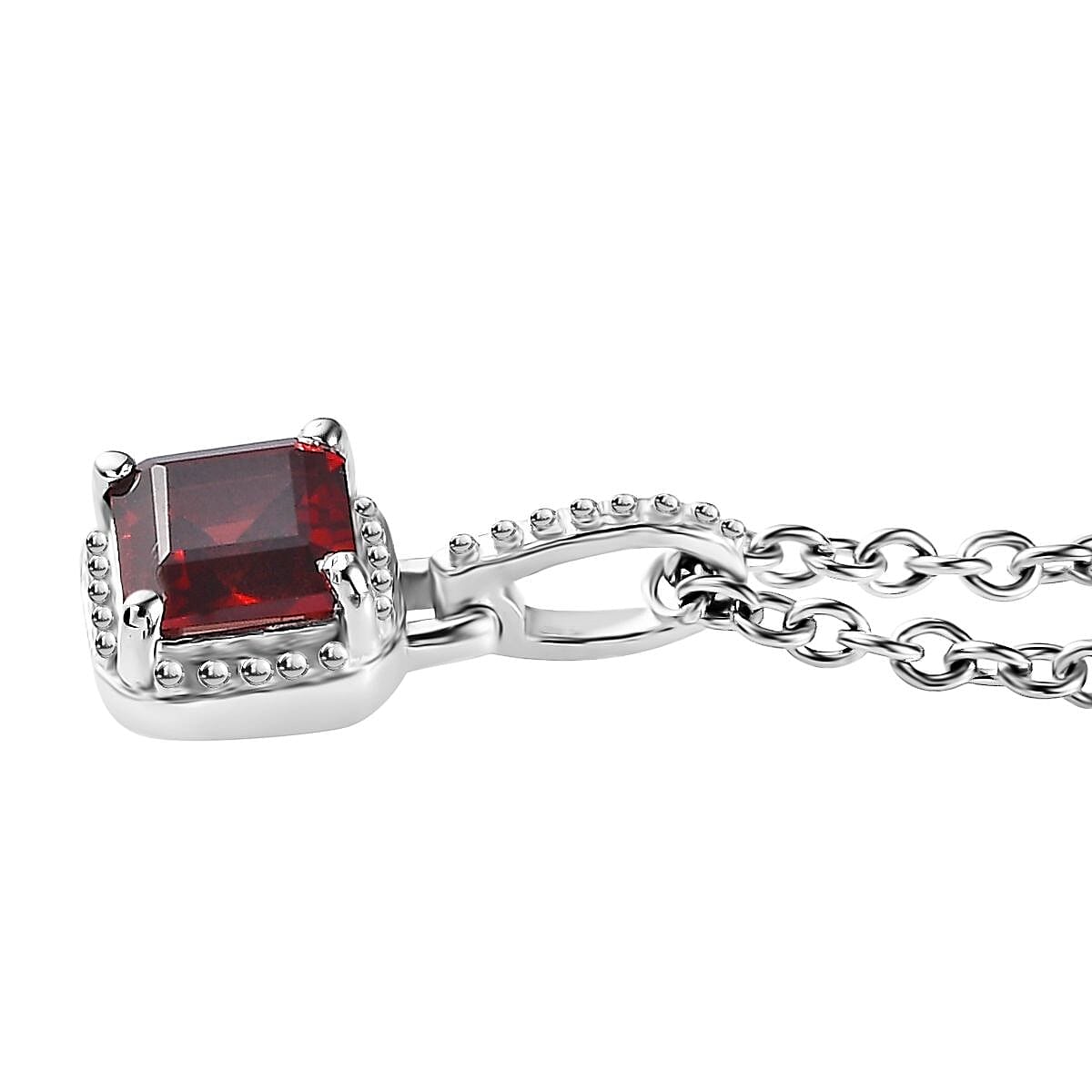 Mozambique Garnet Earrings and Pendant Necklace 20 Inches in Platinum Over Sterling Silver 1.75 ctw