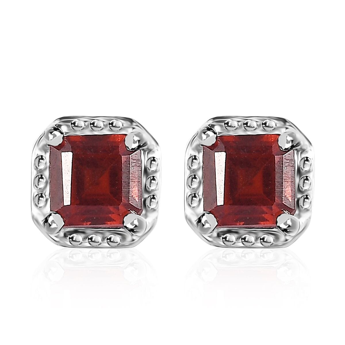 Mozambique Garnet Earrings and Pendant Necklace 20 Inches in Platinum Over Sterling Silver 1.75 ctw