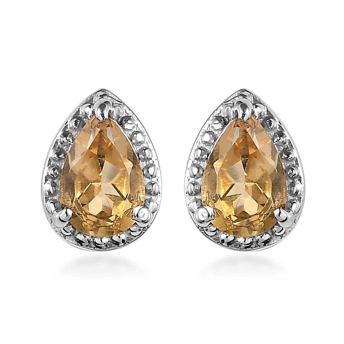 Brazilian Citrine Earrings and Pendant Necklace 20 Inches in Platinum Over Sterling Silver 1.35 ctw