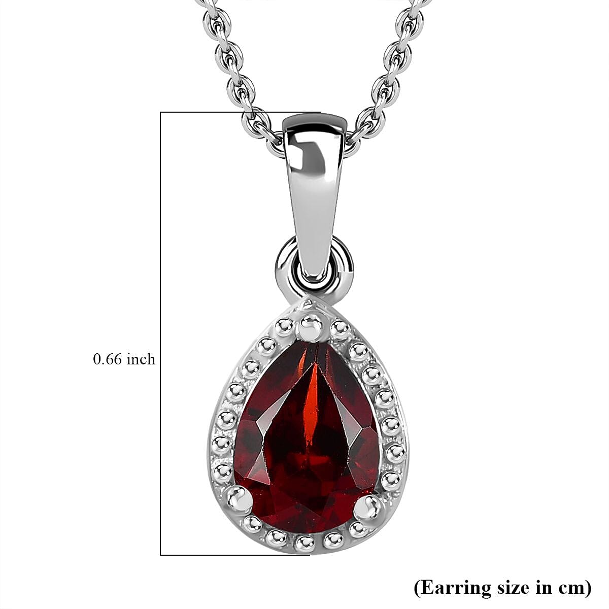 Mozambique Garnet Earrings and Pendant Necklace 20 Inches in Platinum Over Sterling Silver 1.65 ctw
