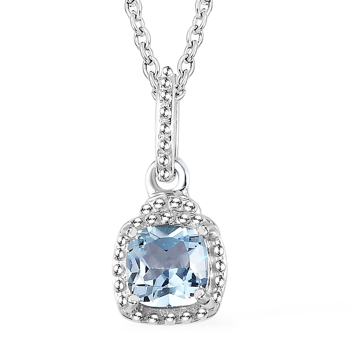 Premium Sky Blue Topaz Earrings, Ring (Size 5.0) and Pendant in Platinum Over Sterling Silver with Stainless Steel Necklace 20 Inches 2.65 ctw
