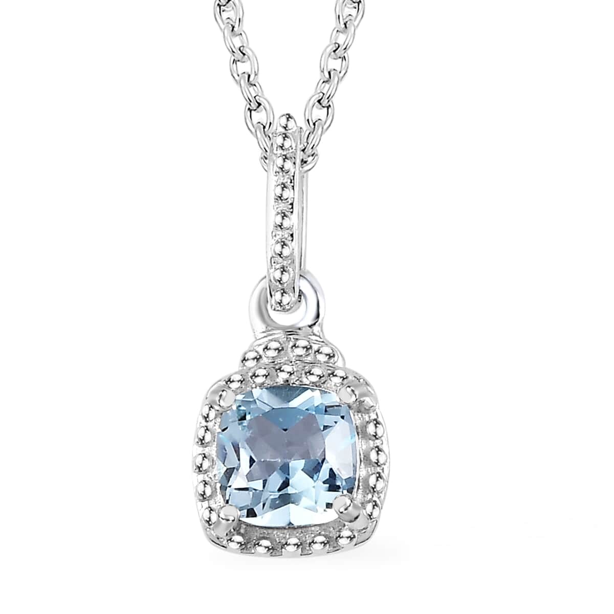 Premium Sky Blue Topaz Earrings, Ring (Size 5.0) and Pendant in Platinum Over Sterling Silver with Stainless Steel Necklace 20 Inches 2.65 ctw image number 6