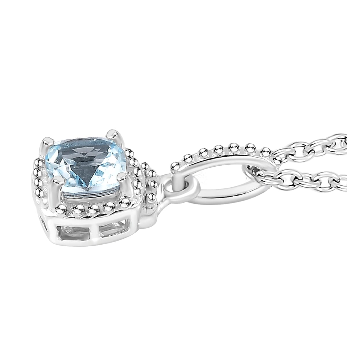 Premium Sky Blue Topaz Earrings, Ring (Size 5.0) and Pendant in Platinum Over Sterling Silver with Stainless Steel Necklace 20 Inches 2.65 ctw