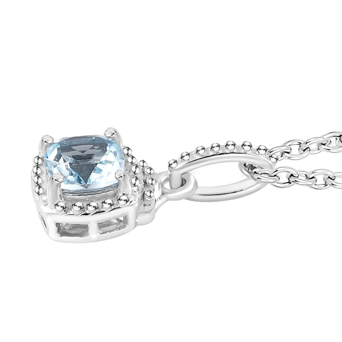 Premium Sky Blue Topaz Earrings, Ring (Size 5.0) and Pendant in Platinum Over Sterling Silver with Stainless Steel Necklace 20 Inches 2.65 ctw image number 7