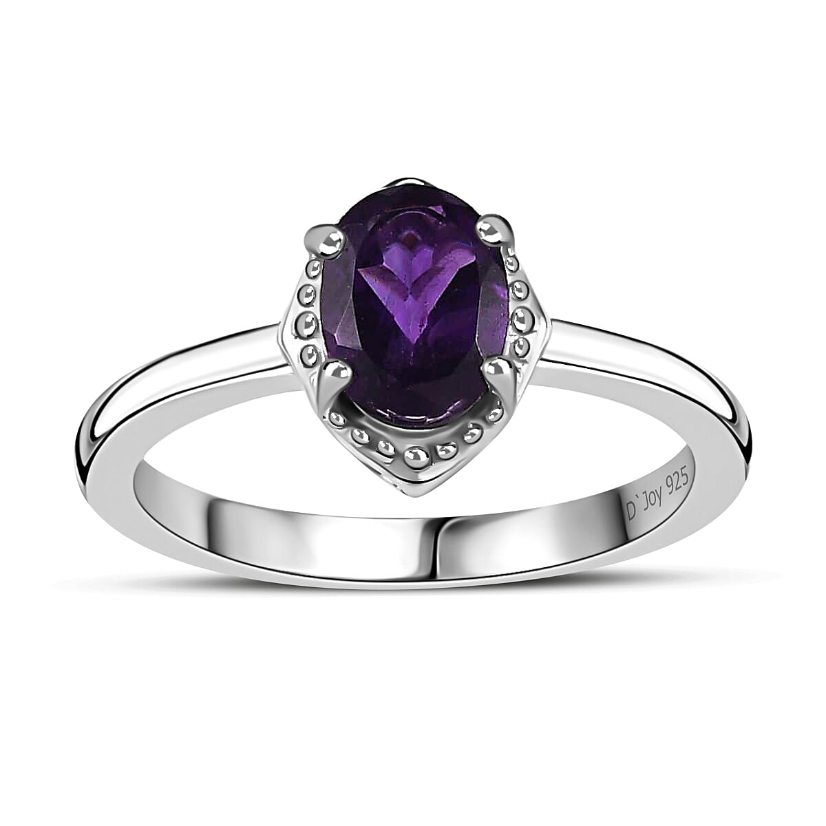 Premium African Amethyst Earrings, Solitaire Ring and Pendant Jewelry Set in Platinum Over Sterling Silver with Stainless Steel Necklace, Birthstone Jewelry Set 20 Inches 1.35 ctw