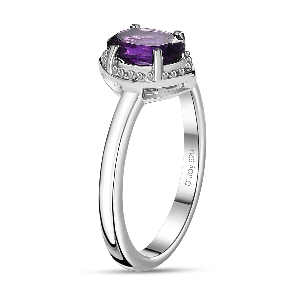 Premium African Amethyst Earrings, Solitaire Ring and Pendant Jewelry Set in Platinum Over Sterling Silver with Stainless Steel Necklace, Birthstone Jewelry Set 20 Inches 1.35 ctw
