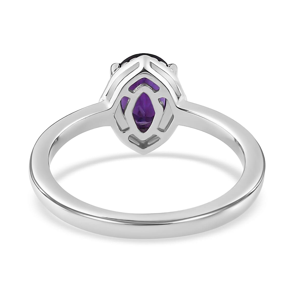 Premium African Amethyst Earrings, Solitaire Ring and Pendant Jewelry Set in Platinum Over Sterling Silver with Stainless Steel Necklace, Birthstone Jewelry Set 20 Inches 1.35 ctw