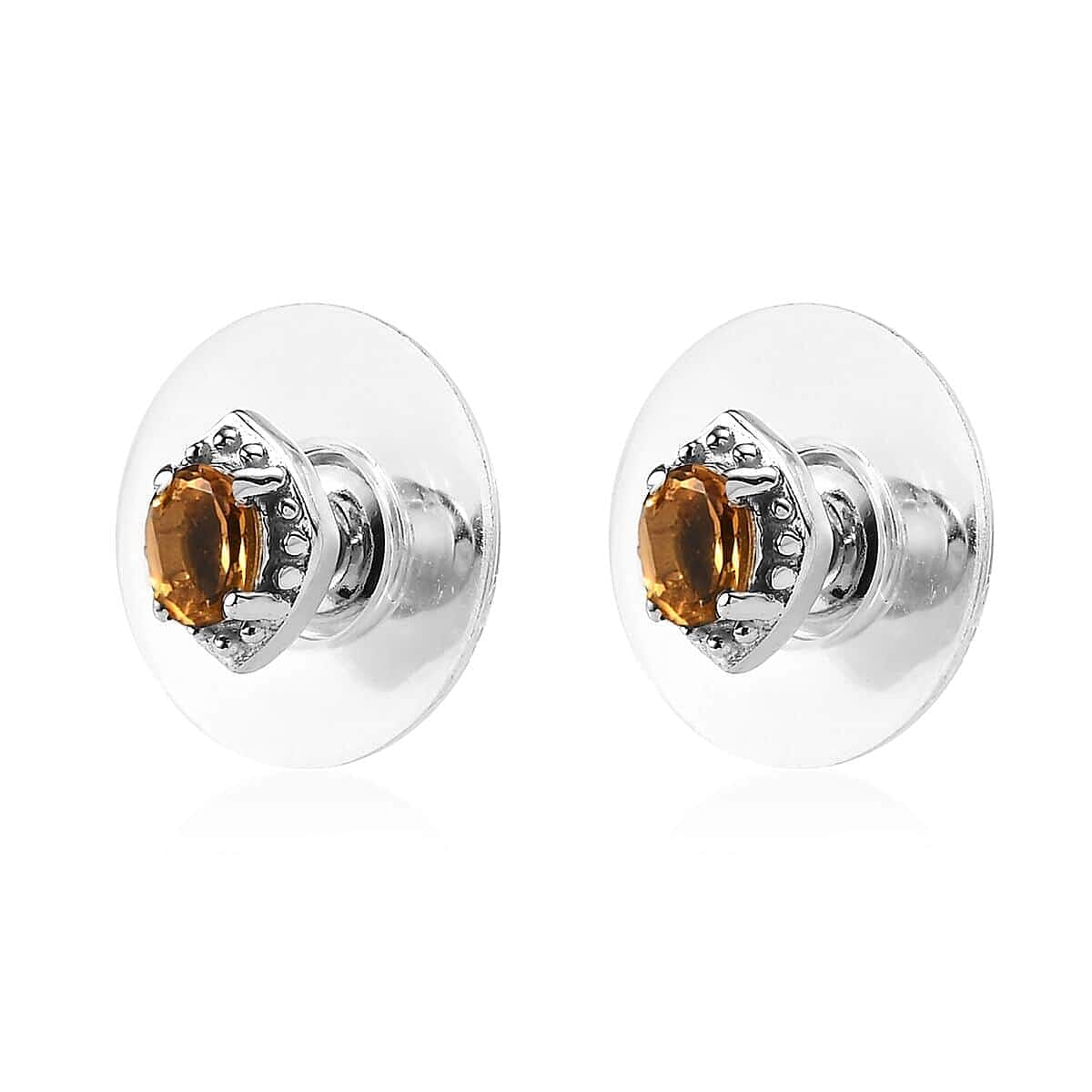 Premium Brazilian Citrine Earrings, Solitaire Ring and Pendant Jewelry Set in Platinum Over Sterling Silver with Stainless Steel Necklace, Birthstone Jewelry Set 20 Inches 1.25 ctw image number 2