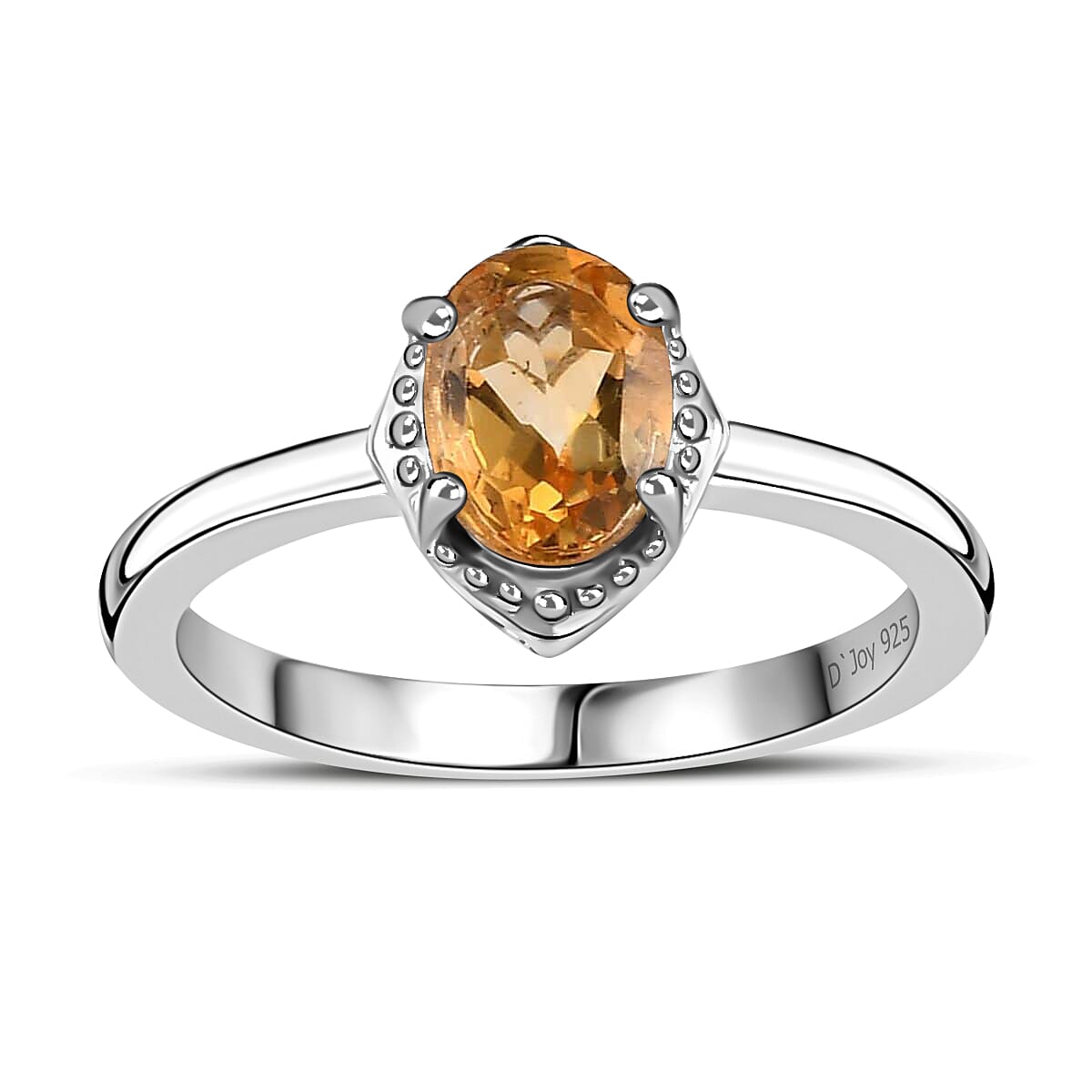 Premium Brazilian Citrine Earrings, Solitaire Ring and Pendant Jewelry Set in Platinum Over Sterling Silver with Stainless Steel Necklace, Birthstone Jewelry Set 20 Inches 1.25 ctw image number 4