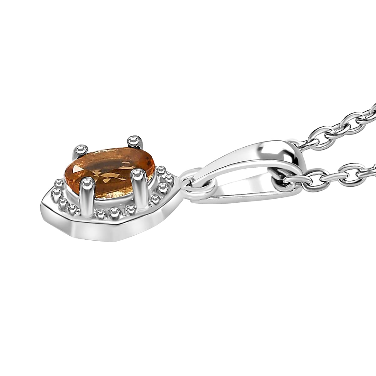 Premium Brazilian Citrine Earrings, Solitaire Ring and Pendant Jewelry Set in Platinum Over Sterling Silver with Stainless Steel Necklace, Birthstone Jewelry Set 20 Inches 1.25 ctw image number 8