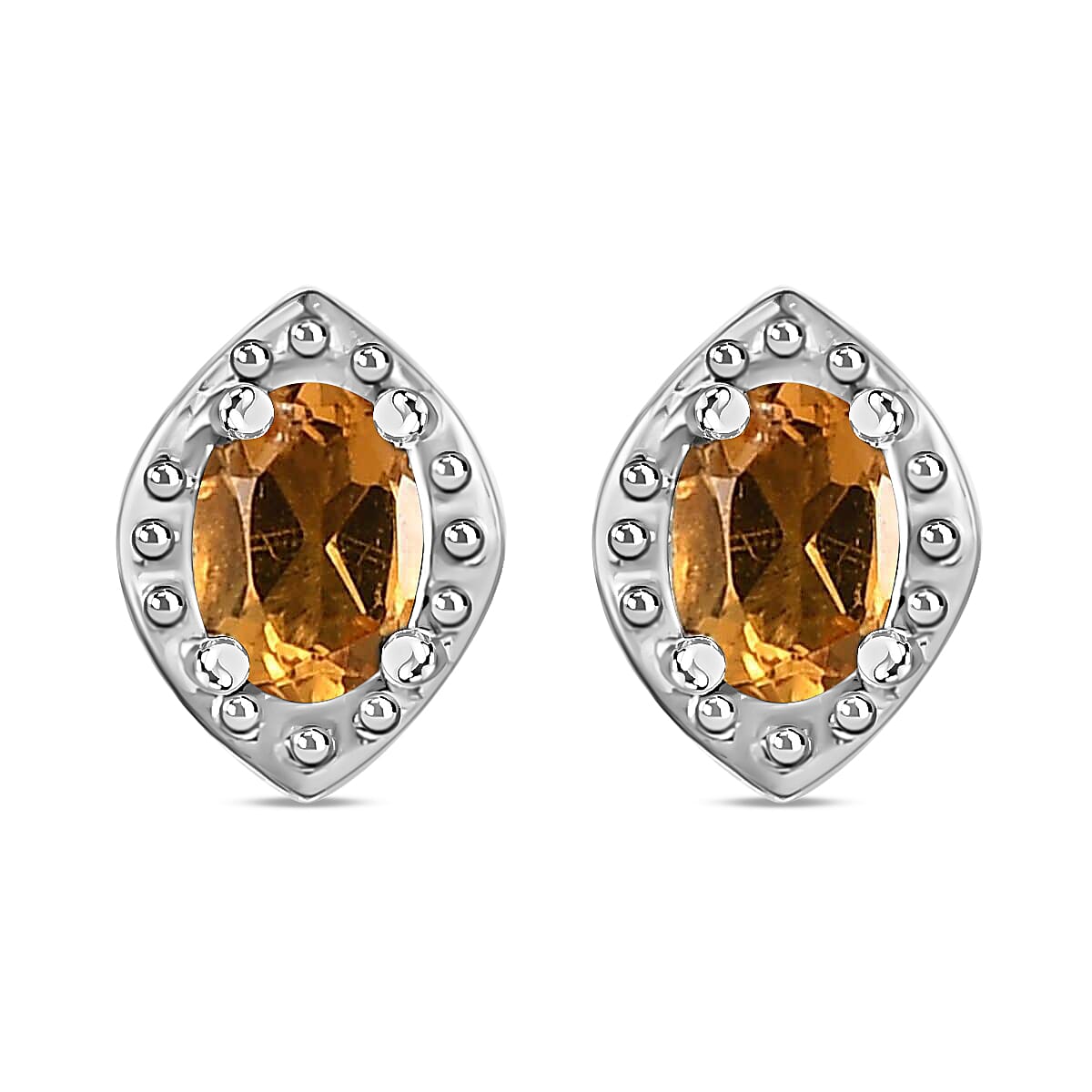 Premium Brazilian Citrine Earrings, Solitaire Ring and Pendant Jewelry Set in Platinum Over Sterling Silver with Stainless Steel Necklace, Birthstone Jewelry Set 20 Inches 1.25 ctw image number 9