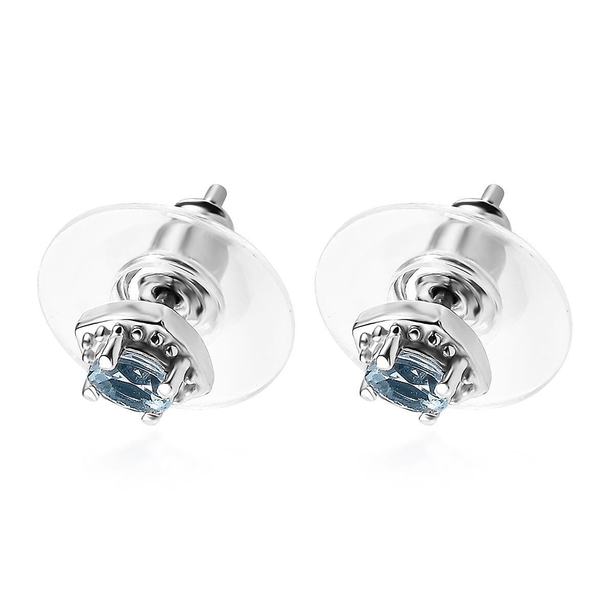 Premium Sky Blue Topaz Earrings, Ring (Size 5.0) and Pendant in Platinum Over Sterling Silver with Stainless Steel Necklace 20 Inches 1.15 ctw