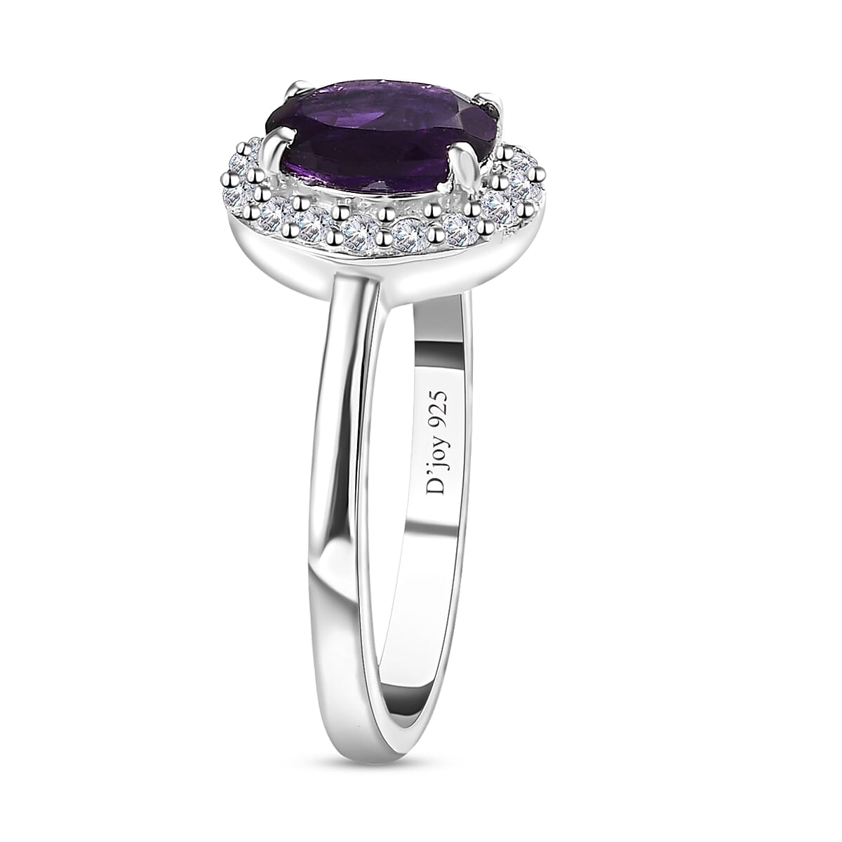 Premium African Amethyst and White Zircon Ring (Size 5.0) and Pendant Necklace 20 Inches in Platinum Over Sterling Silver 1.90 ctw