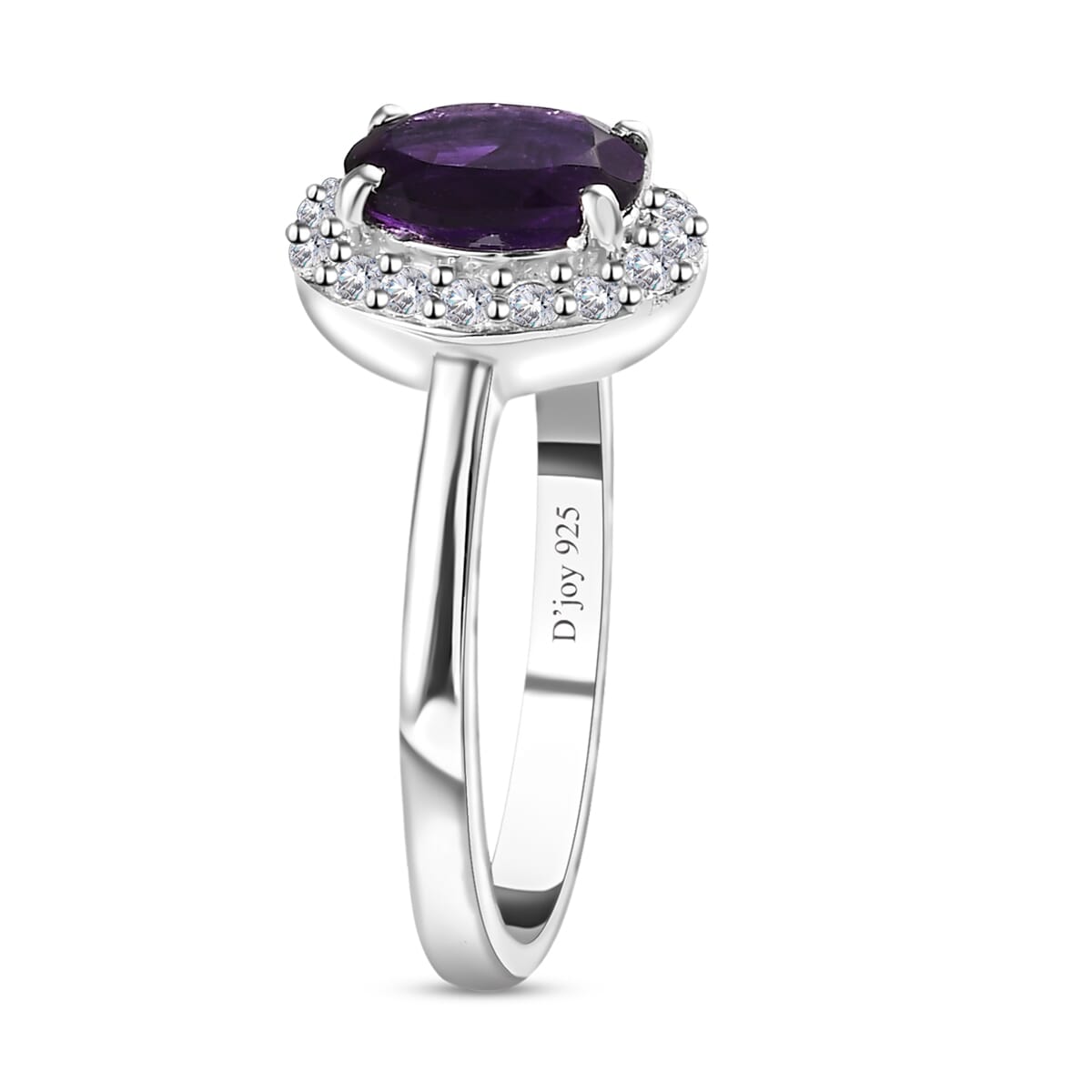 Premium African Amethyst, White Zircon Ring (Size 5.0), Pendant Necklace (20 Inches) in Platinum Over Sterling Silver 1.90 ctw image number 4