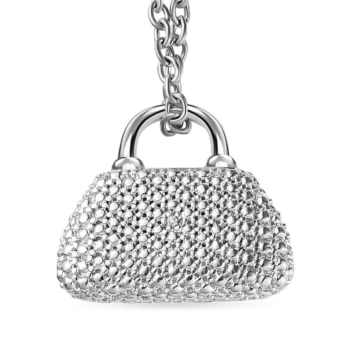 Diamond Accent Wallet Pendant in Platinum Over Copper with Stainless Steel Necklace 20 Inches image number 0