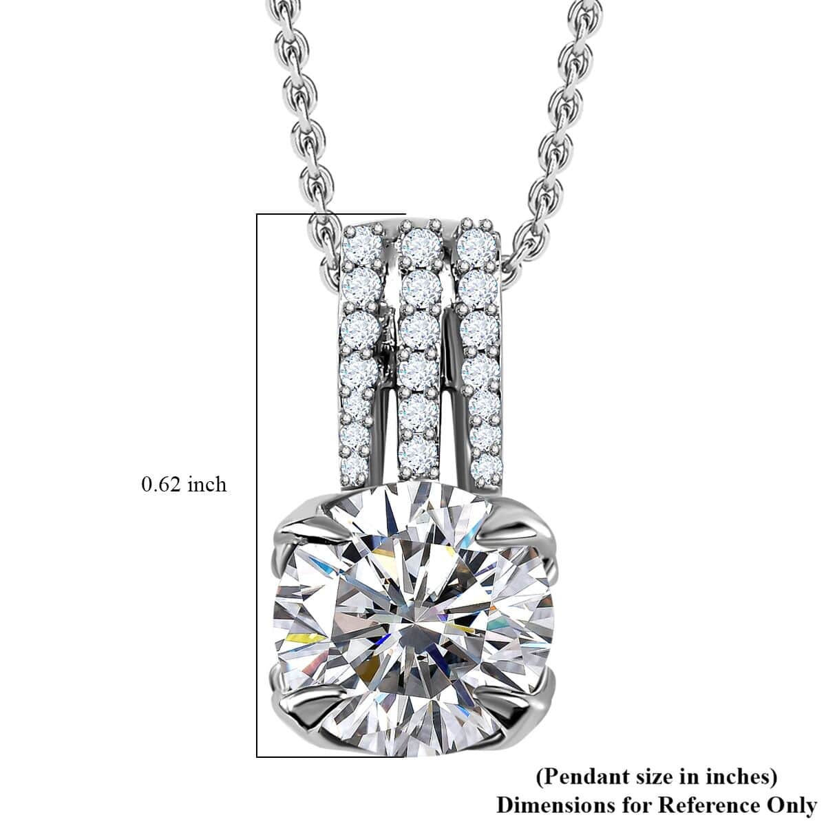 Moissanite Pendant Necklace 20 Inches in Platinum Over Sterling Silver 2.10 ctw image number 6