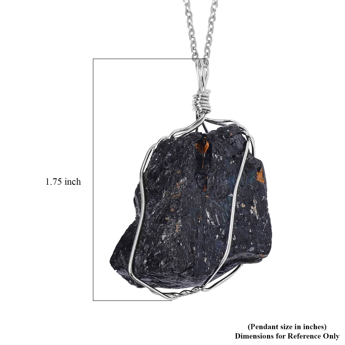 Rough Cut Black Tourmaline Earrings and Pendant in Silvertone with Stainless Steel Necklace 20 Inches 152.50 ctw image number 4