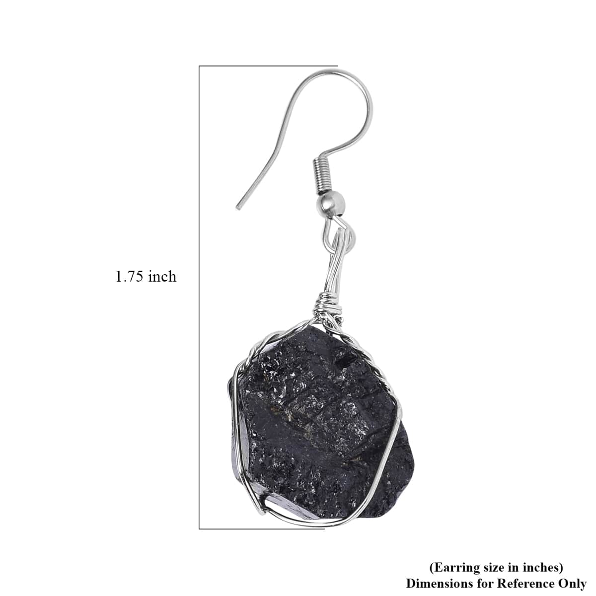 Rough Cut Black Tourmaline Earrings and Pendant in Silvertone with Stainless Steel Necklace 20 Inches 152.50 ctw image number 6