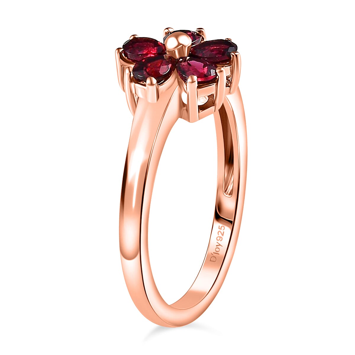 Anthill Garnet Floral Earrings, Ring (Size 5.0), Pendant Necklace 20 Inches in Vermeil Rose Gold Over Sterling Silver 3.80 ctw
