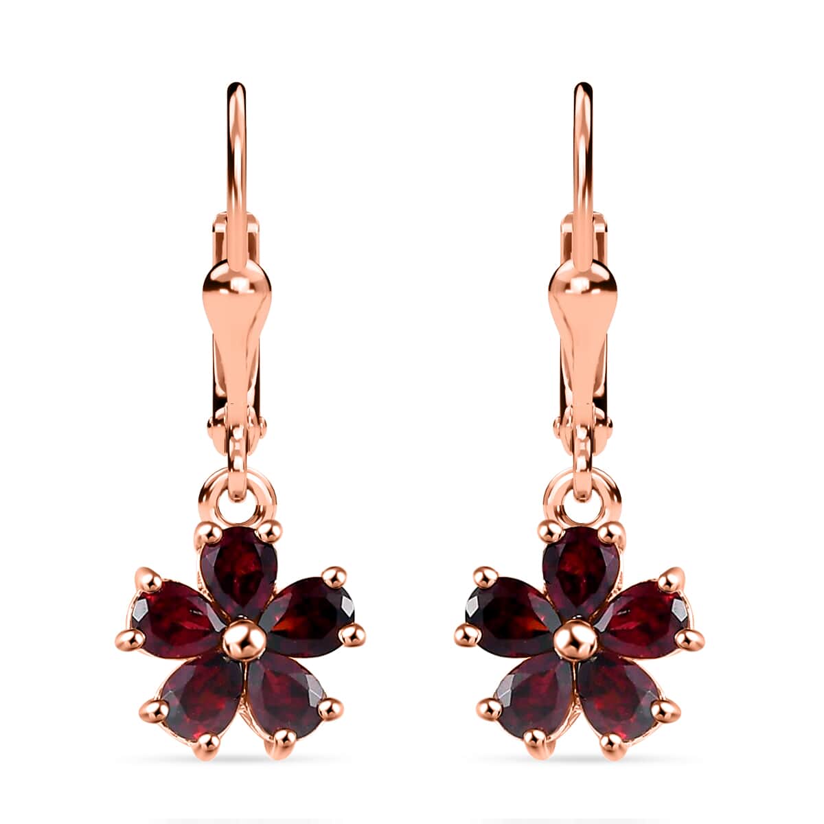 Anthill Garnet 3.80 ctw Floral Earrings, Ring (Size 6.0), Pendant Necklace in Vermeil Rose Gold Over Sterling Silver 20 Inches image number 6