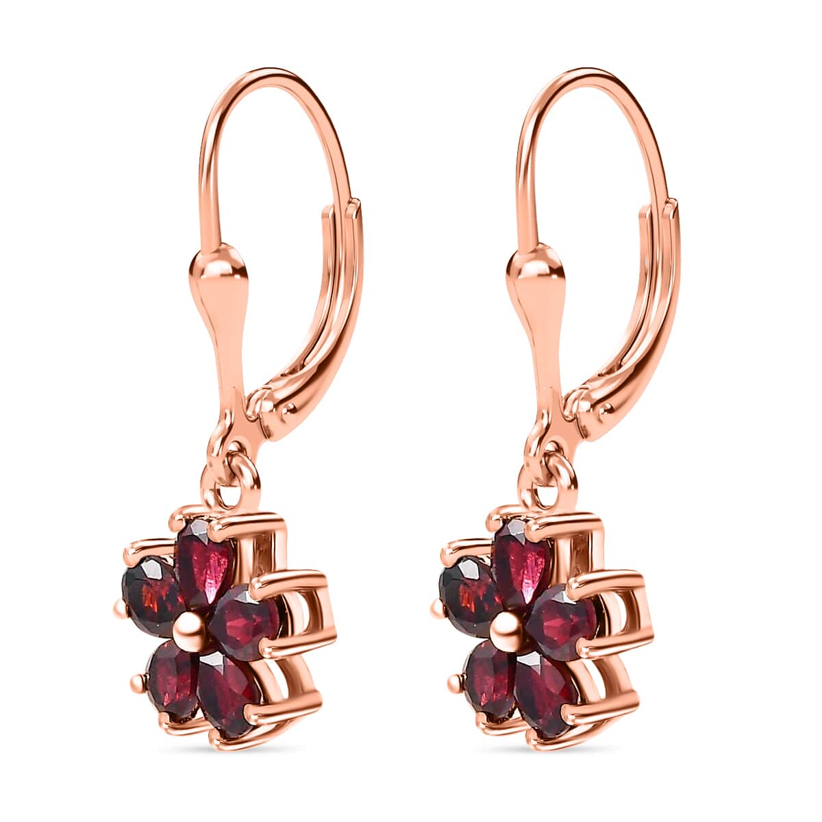 Anthill Garnet 3.80 ctw Floral Earrings, Ring (Size 6.0), Pendant Necklace in Vermeil Rose Gold Over Sterling Silver 20 Inches image number 7