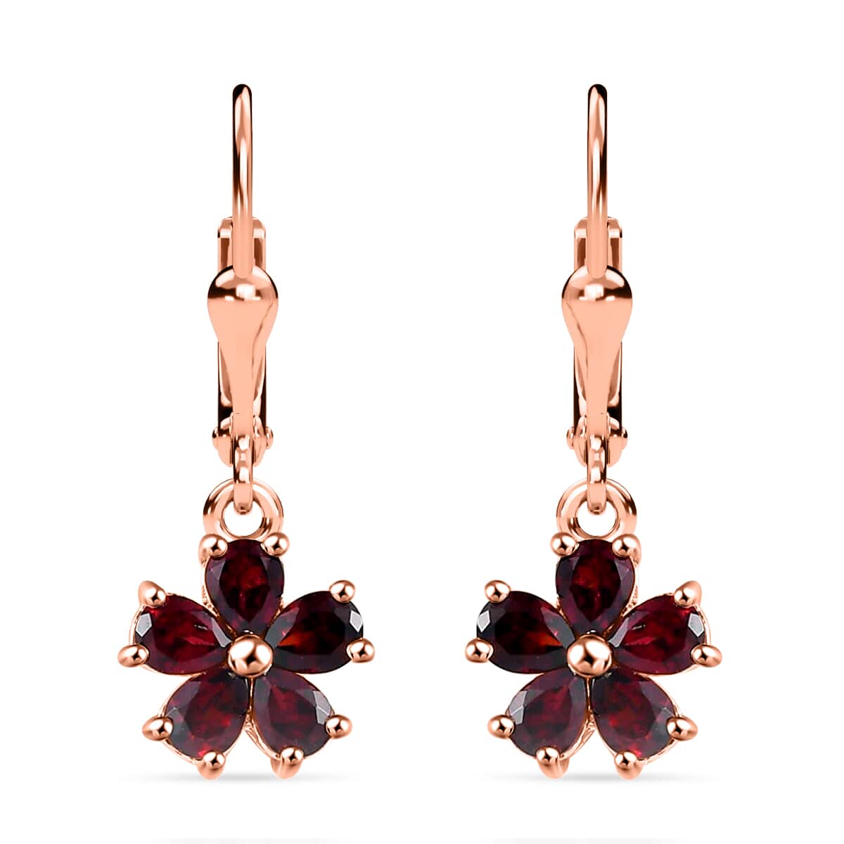 Anthill Garnet Floral Earrings, Ring (Size 7.0), Pendant Necklace 20 Inches in Vermeil Rose Gold Over Sterling Silver 3.80 ctw image number 7