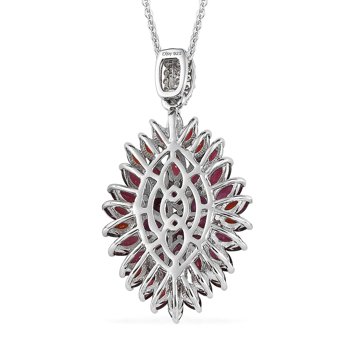 Anthill Garnet 6.15 ctw Floral Spray Pendant Necklace in Platinum Over Sterling Silver 20 Inches image number 4