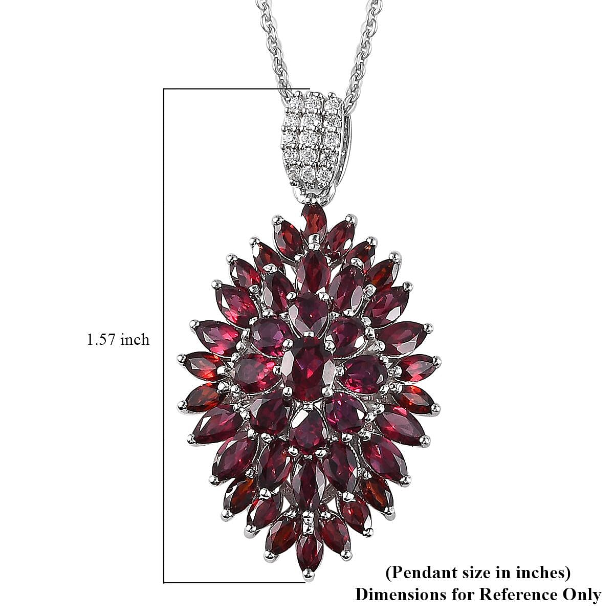 Anthill Garnet 6.15 ctw Floral Spray Pendant Necklace in Platinum Over Sterling Silver 20 Inches image number 6