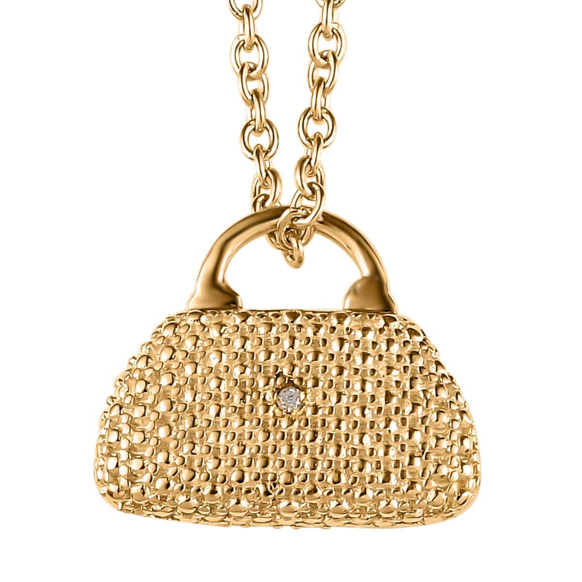 Diamond Accent Wallet Pendant in 14K YG Over Copper with ION Plated YG Stainless Steel Necklace 20 Inches image number 0