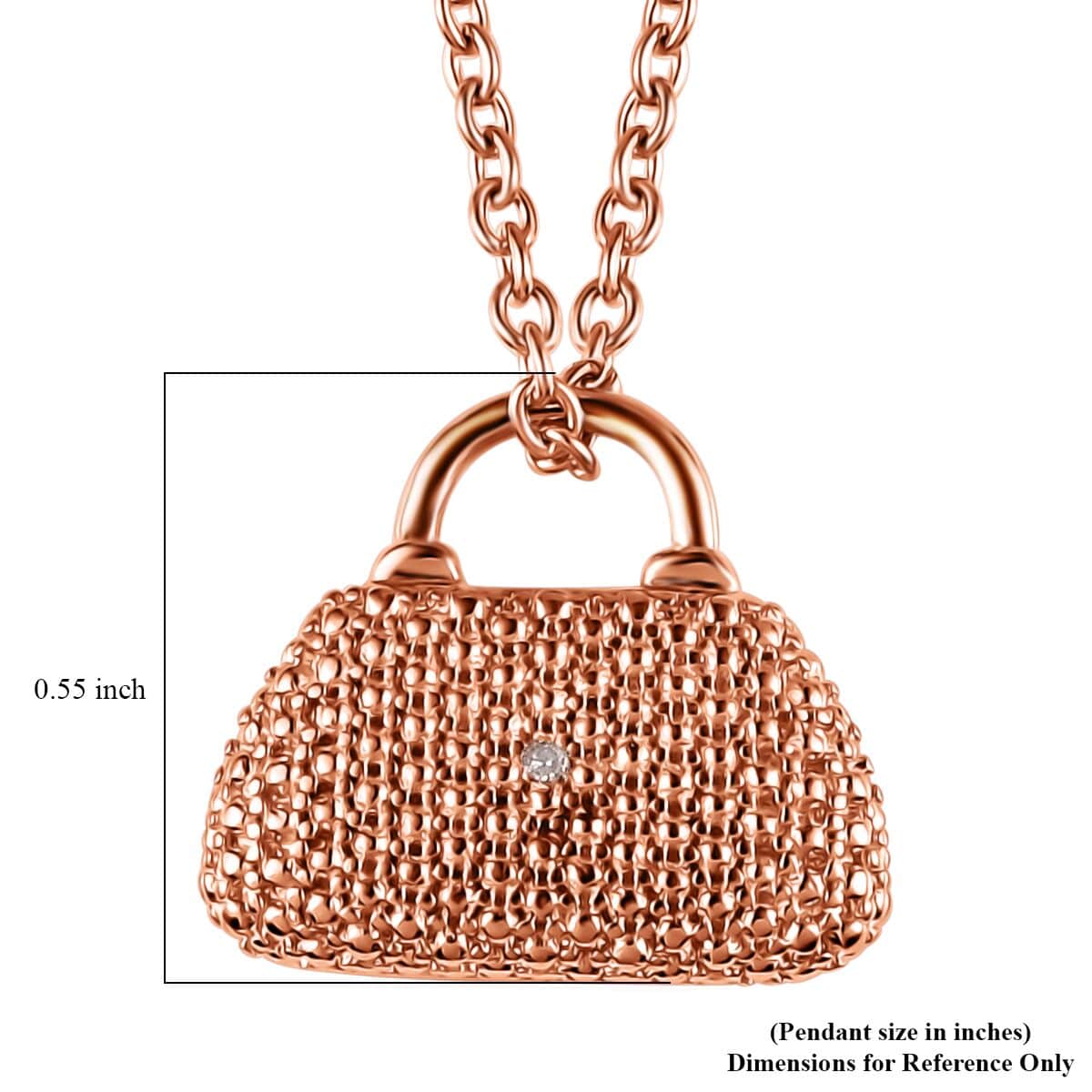 Diamond Accent Wallet Pendant in 14K RG Over Copper with ION Plated RG Stainless Steel Necklace 20 Inches image number 5