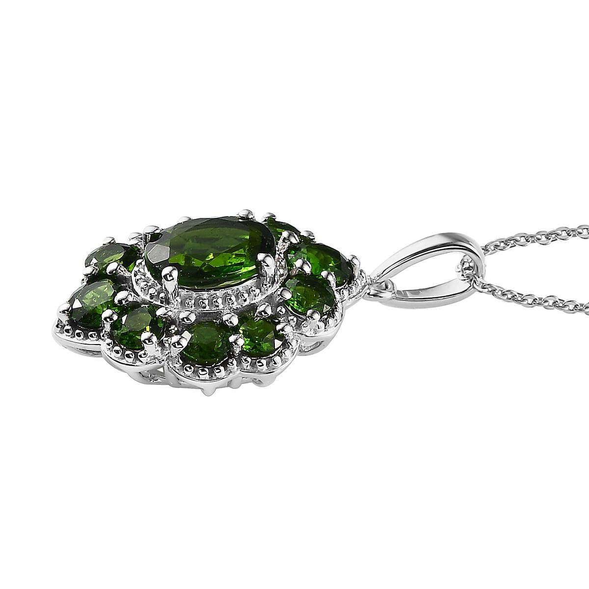TLV Chrome Diopside Pendant Necklace (20 Inches) in Platinum Over Sterling Silver 4.40 ctw image number 3