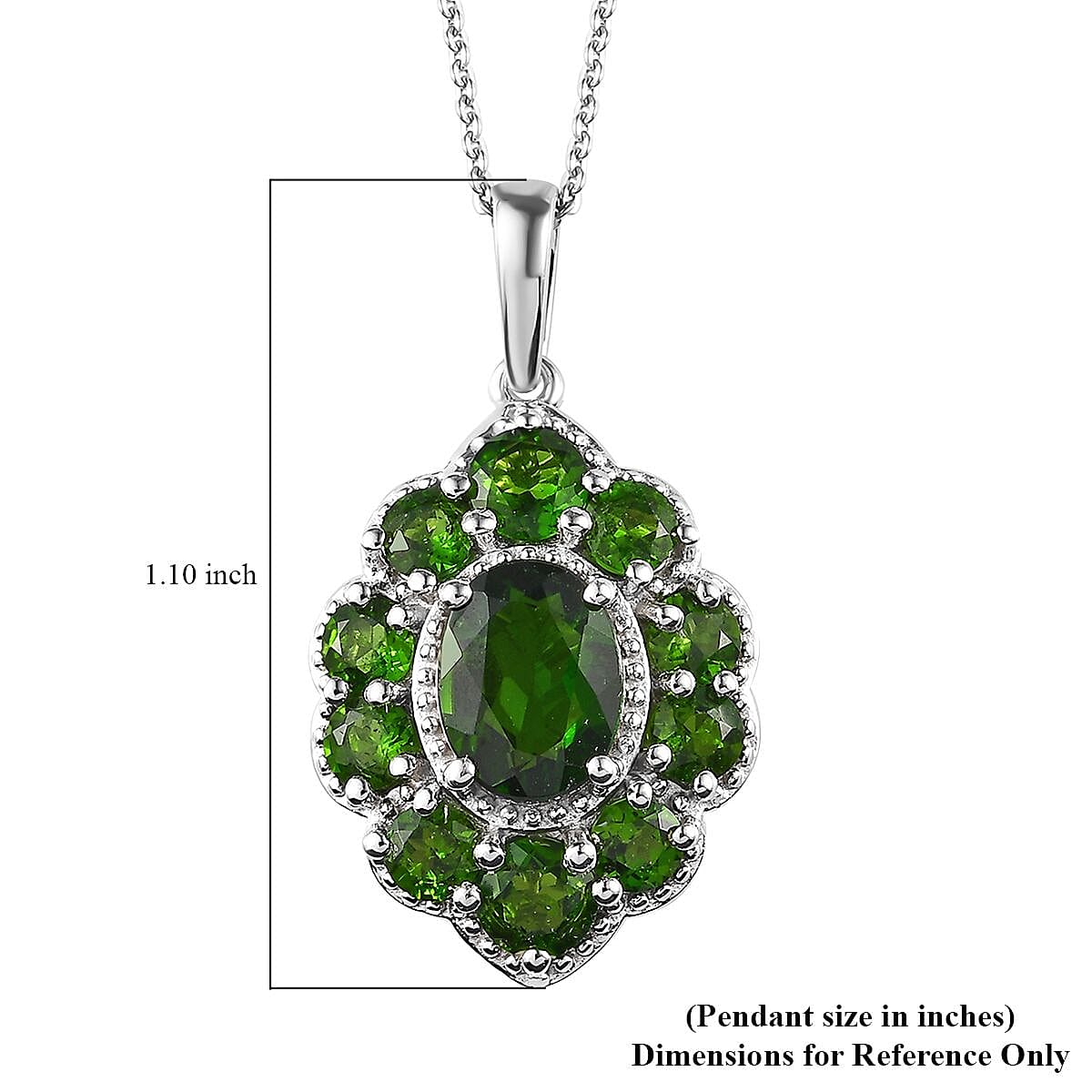 TLV Chrome Diopside Pendant Necklace (20 Inches) in Platinum Over Sterling Silver 4.40 ctw