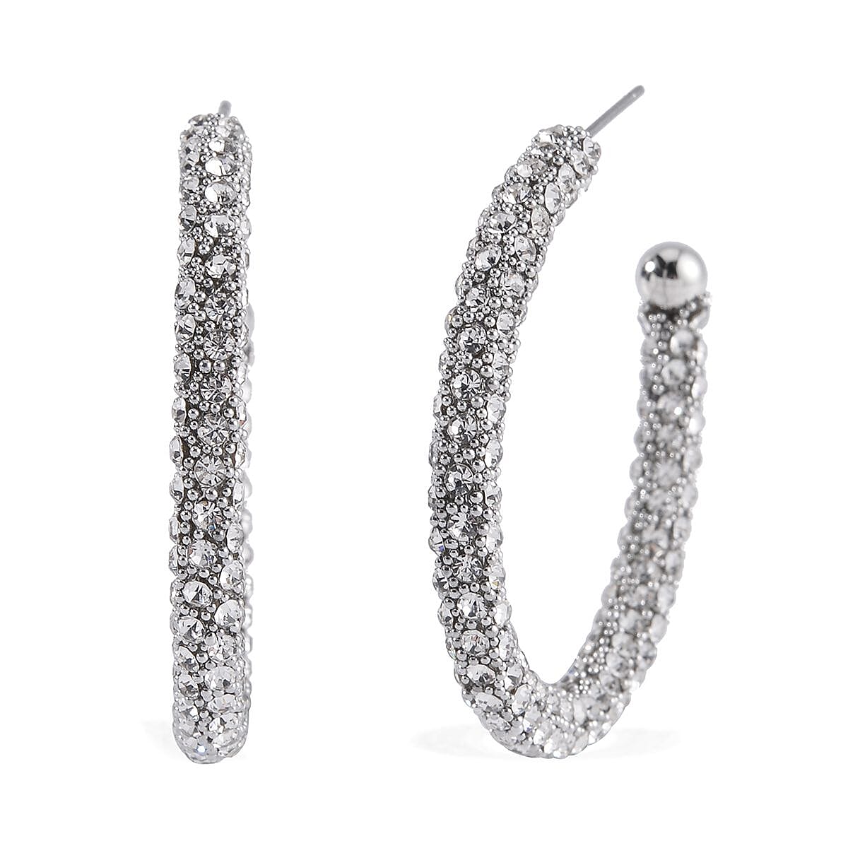Black and White Austrian Crystal Serpent Set of Necklace 16 Inches and Bracelet (6.50-7.50In) and Earrings in Silvertone