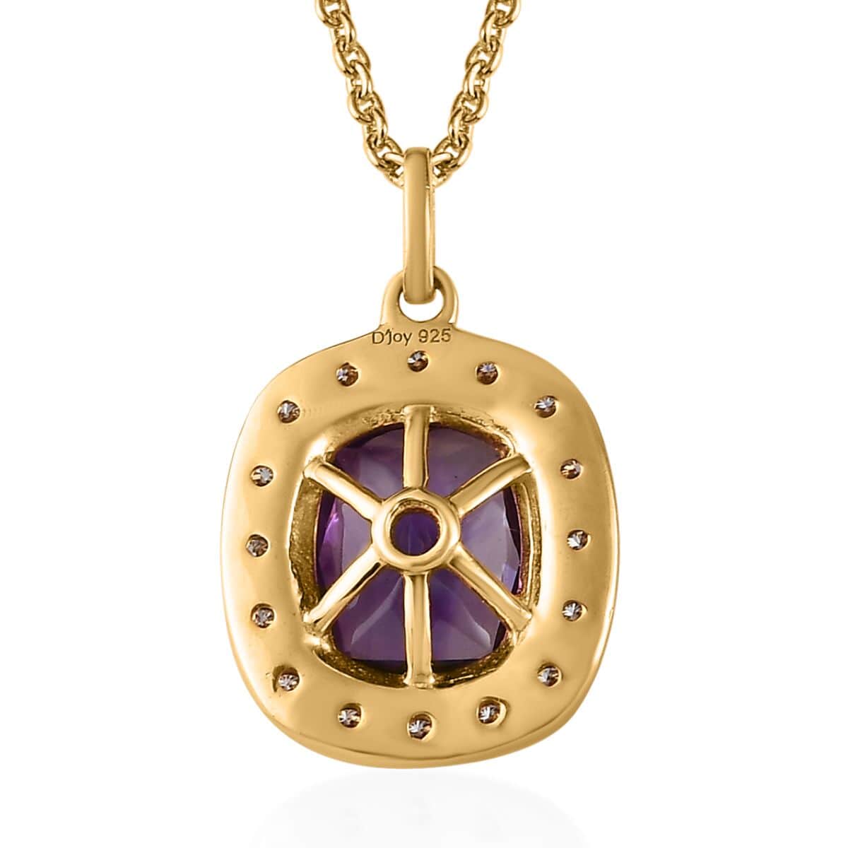 Premium Moroccan Amethyst and Moissanite Medallion Pendant Necklace 20 Inches in Vermeil Yellow Gold Over Sterling Silver 3.10 ctw image number 4